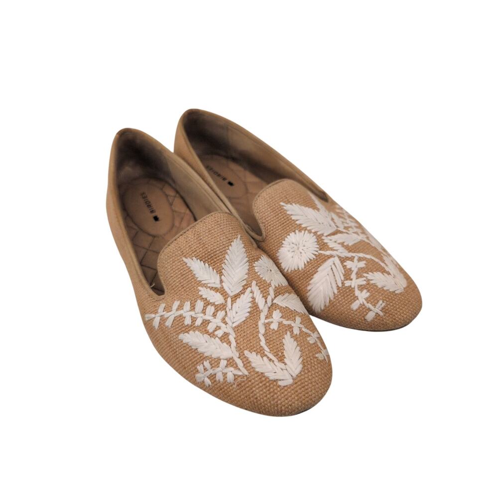Birdies Starling Embroidered Flats in the Tan Botanical Raffia size 6.5